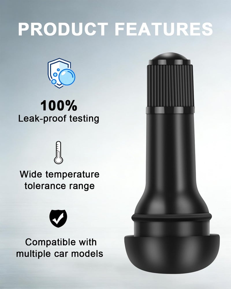 Riseuvo رايزوفو 100 قطعة صمام الإطارات TR413 - صمامات مطاطية قابلة للتثبيت، صمامات بدون أنبوب تناسب ثقوب الحافة بقطر 0.453 بوصة على إطارات المركبات القياسية - Image 4